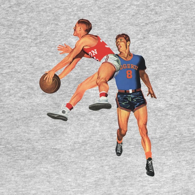 Vintage Sports Basketball Players Dribbling the Ball by MasterpieceCafe